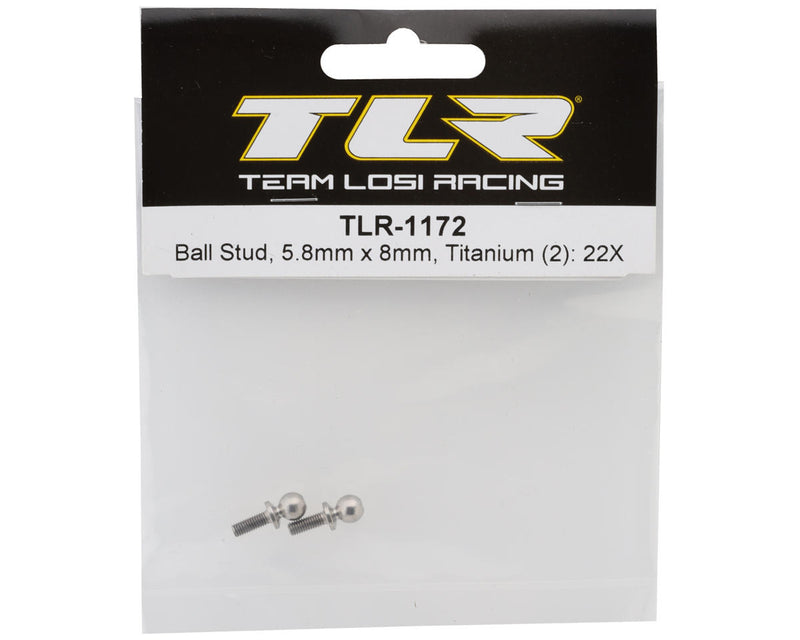 TLR-1172 Team Losi Racing 22X 5.8mm Titanium Ball Studs (2) (8mm)