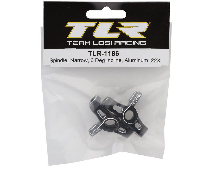 TLR-1186 TLR 22X Aluminum Narrow Steering Spindles (Black) (2) (6°)