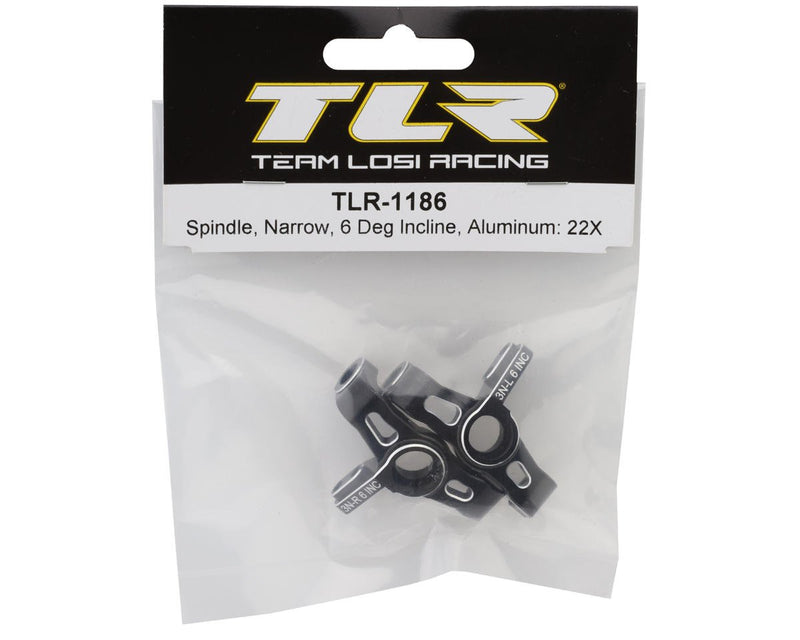TLR-1196 TLR 22X Aluminum Narrow Steering Spindles (Black) (2) (6°)