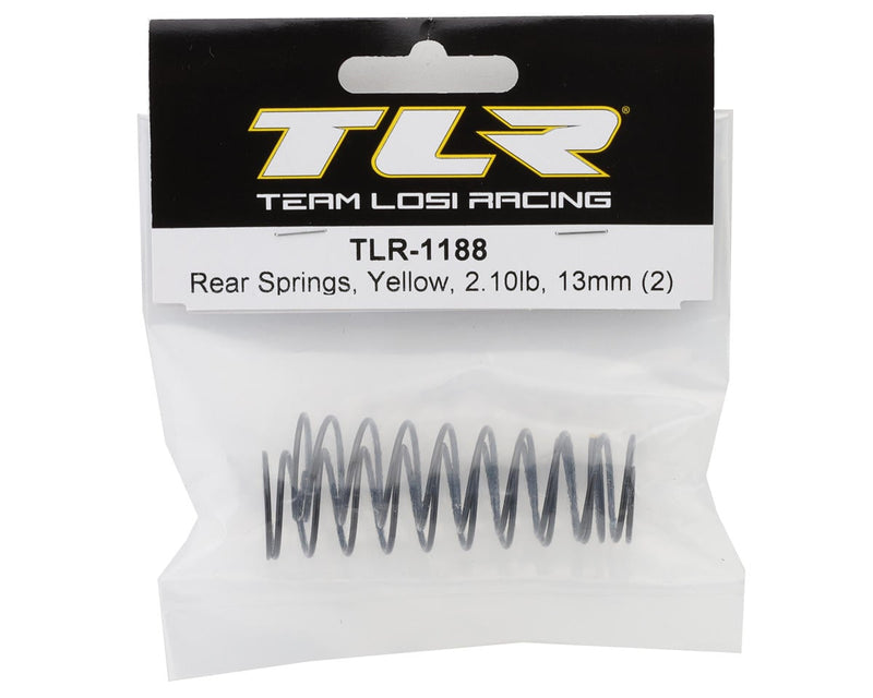 TLR-1188 Team Losi Racing 22X 13mm Rear Shock Springs (2) (Yellow/2.10lb)