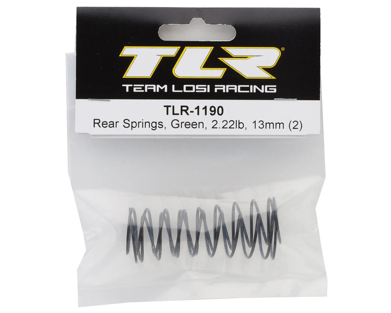 TLR-1190 Team Losi Racing 22X 13mm Rear Shock Springs (2) (Green/2.22lb)