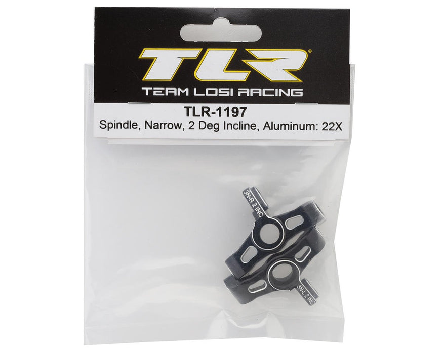 TLR-1197 TLR 22X Aluminum Narrow Steering Spindles (Black) (2) (2°)