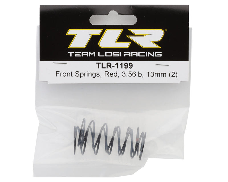 TLR-1199 Team Losi Racing 22X 13mm Front Shock Springs (2) (Red/3.56lb)