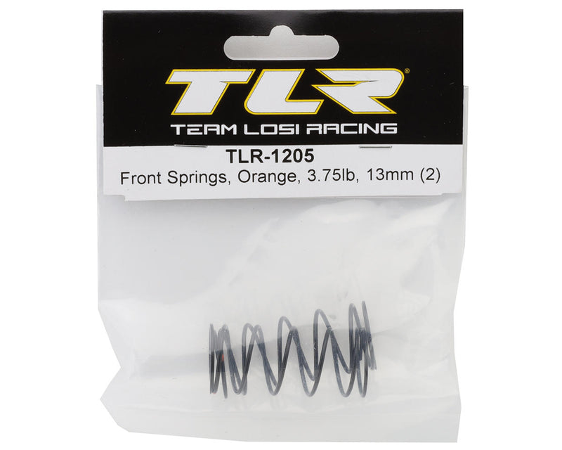 TLR-1205 Team Losi Racing 22X 13mm Front Shock Springs (2) (Orange/3.75lb)