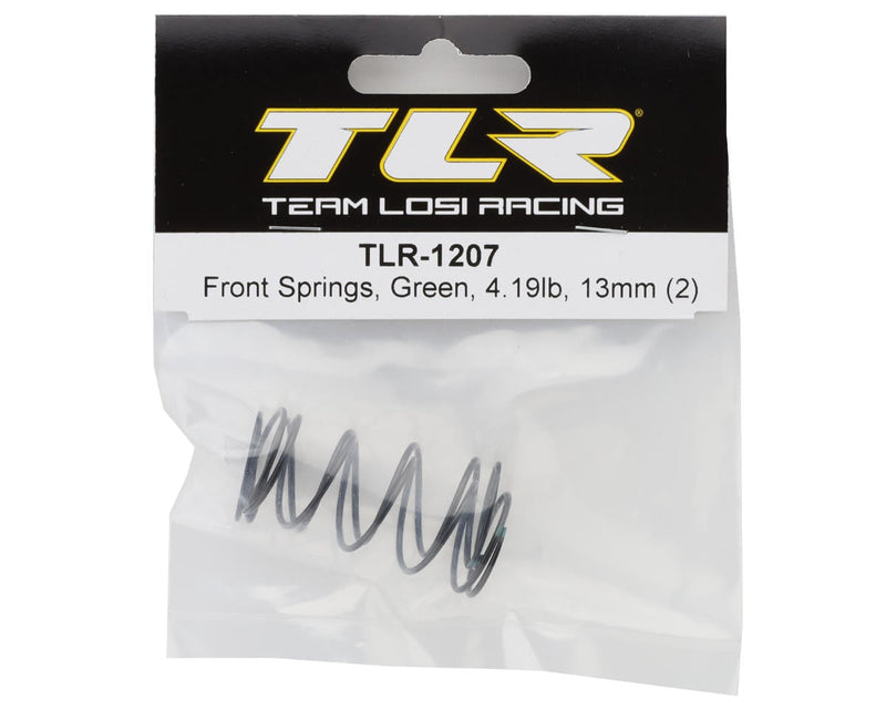 TLR-1207 Team Losi Racing 22X 13mm Front Shock Springs (2) (Green/4.19lb)
