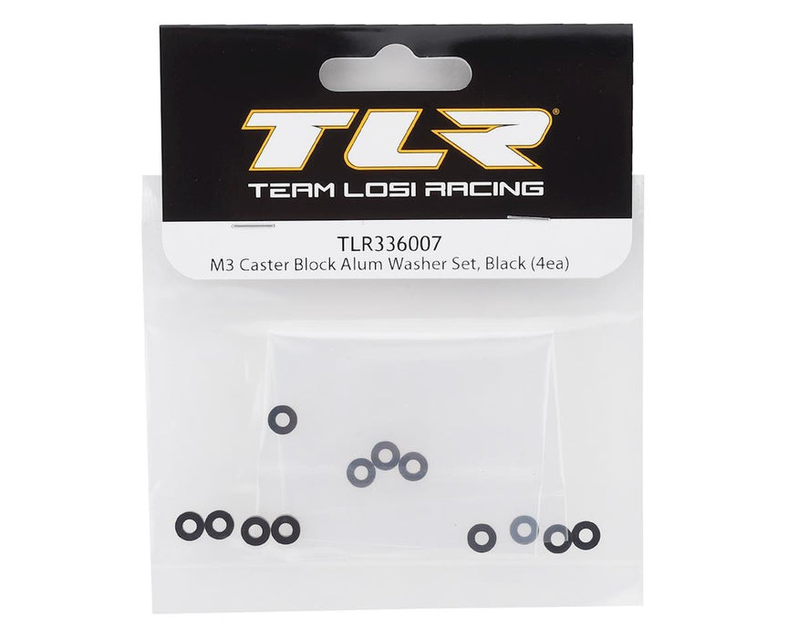 TLR336007 TLR M3 Caster Block Aluminum Washer Set (Black) (4)