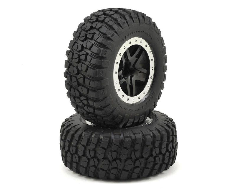 5885 Traxxas BFGoodrich KM2 Front Tire (2) (Satin Chrome) (Standard) w/Split-Spoke Front Wheel