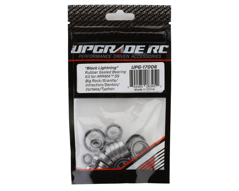 UPG17006 UpGrade RC "Black Lightning" Rubber Sealed Bearing Kit for Arrma® 3S BLX Big Rock™/Infraction™/Senton™/Vorteks™/Typhon™
