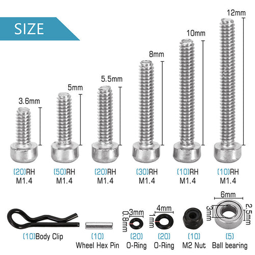 SCX24-81B INJORA White Box with M1.4 Screws M2 Nuts Bearings O-rings Screw Kit for Axial SCX24