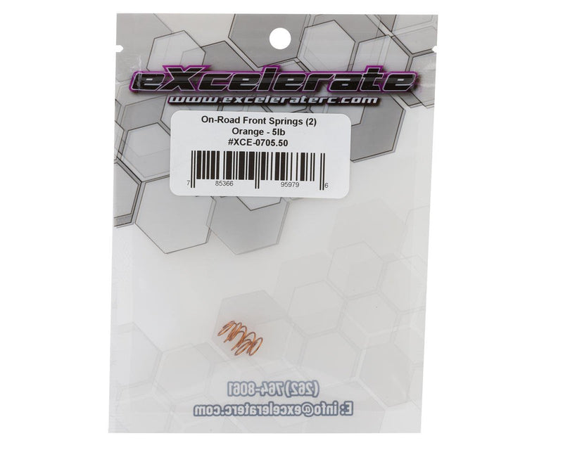 XCE-0705.50 eXcelerate Prodigy On-Road Front Springs (2) (Orange/5.0lbs)