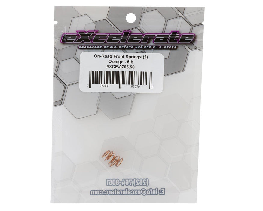 XCE-0705.50 eXcelerate Prodigy On-Road Front Springs (2) (Orange/5.0lbs)