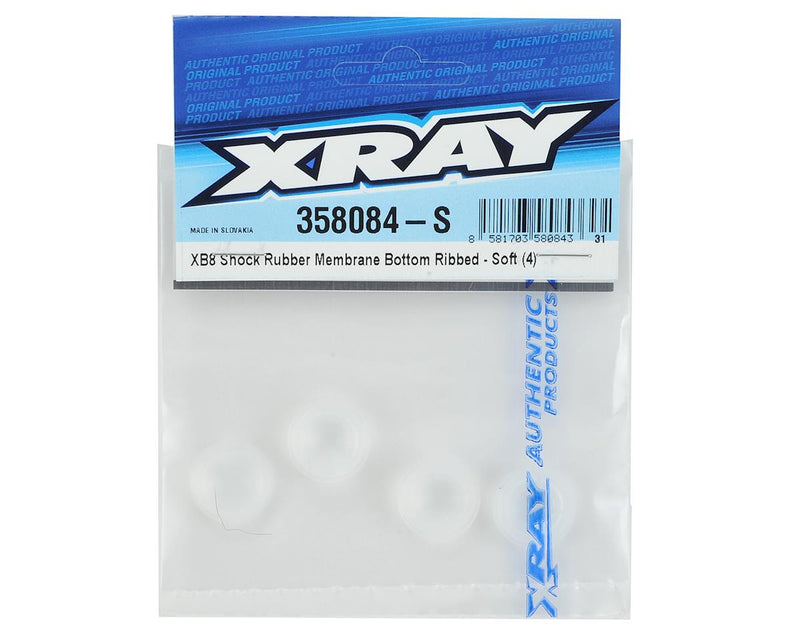 358084-S XRAY XB8 Bottom Ribbed Shock Rubber Membrane (4) (Soft)