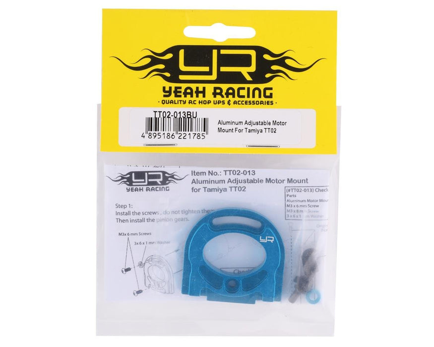 YEA-TT02-013BU Yeah Racing Tamiya TT-02 Adjustable Aluminum Motor Mount (Blue)