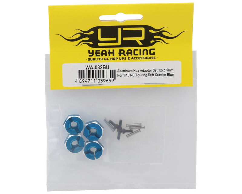 YEA-WA-032BU Yeah Racing Aluminum 12mm Hex Adaptor Set (Blue) (4) (5.5mm)
