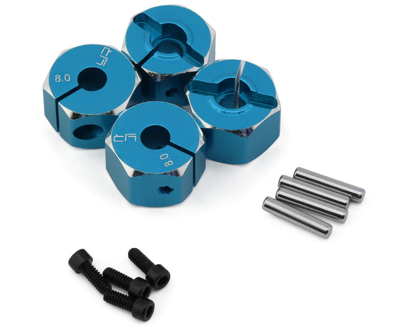 YEA-WA-041BU Yeah Racing Aluminum 12mm Hex Adaptor Set (Blue) (4) (8mm)