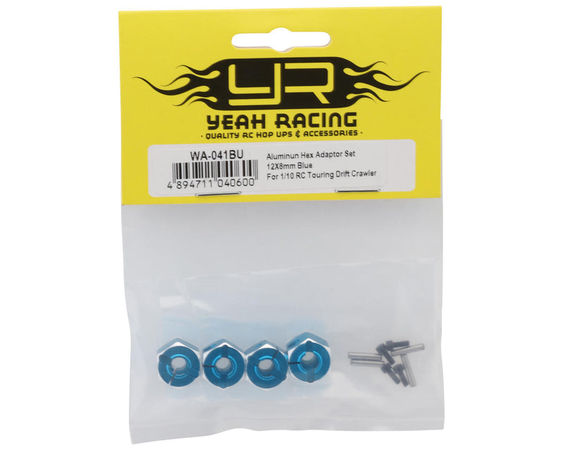 YEA-WA-041BU Yeah Racing Aluminum 12mm Hex Adaptor Set (Blue) (4) (8mm)