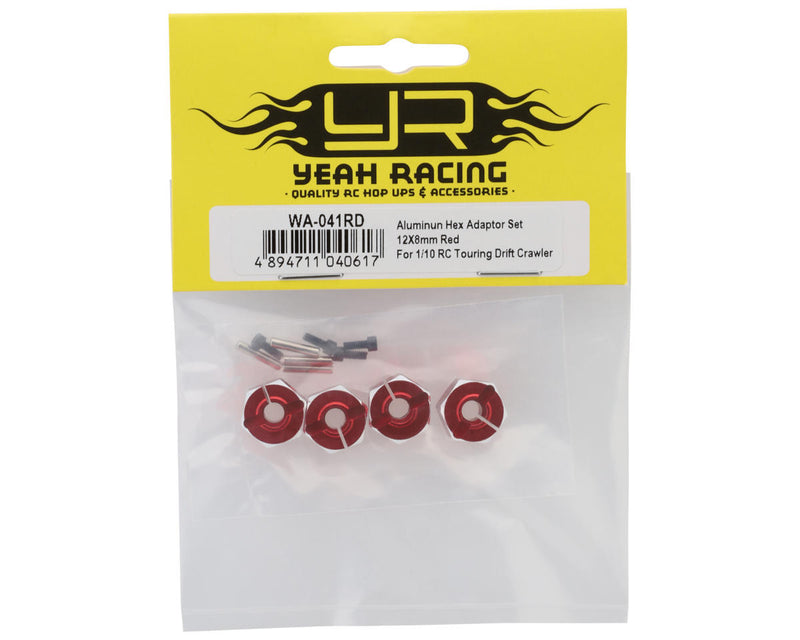 YEA-WA-041RD Yeah Racing Aluminum 12mm Hex Adaptor Set (Red) (4) (8mm)
