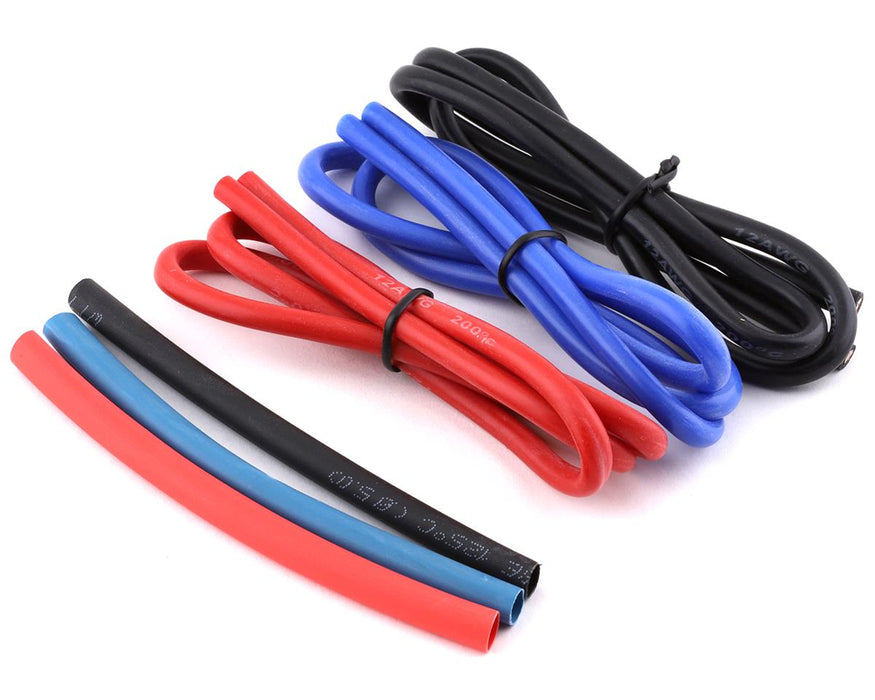Yeah Racing Silicone Wire Set (Red, Black & Blue) (3) (1.9') (12AWG) w/Heat Shrink WPT-0030