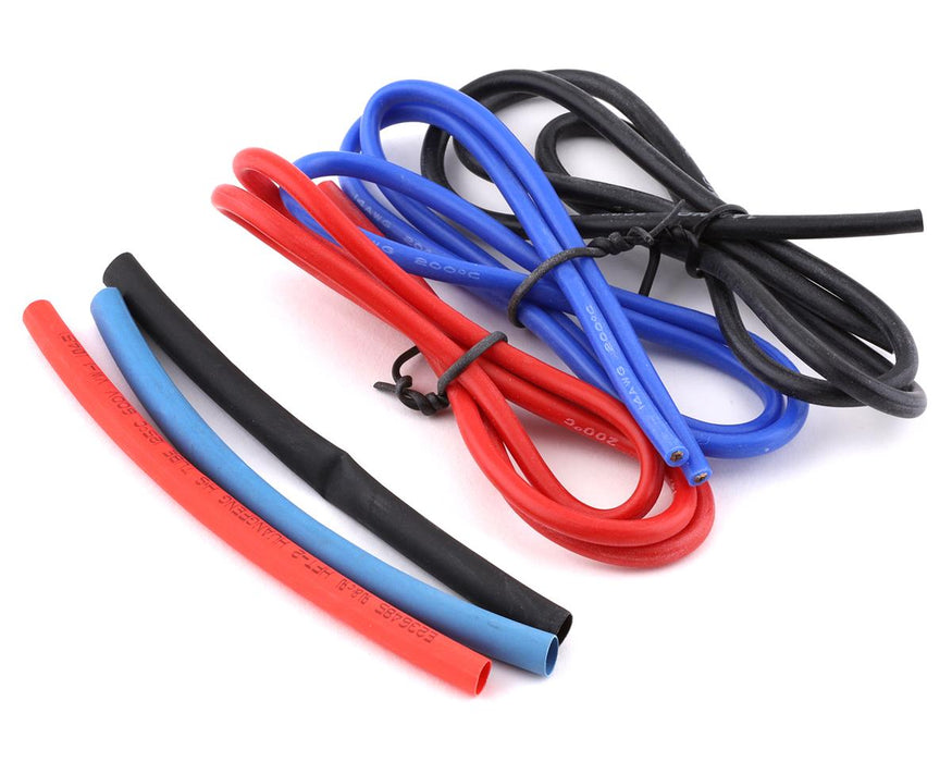 WPT-0031 Yeah Racing Silicone Wire Set (Red, Black & Blue) (3) (1.9') (14AWG) w/Heat Shrink Yeah Racing 14AWG Silver Silicone Wire Set