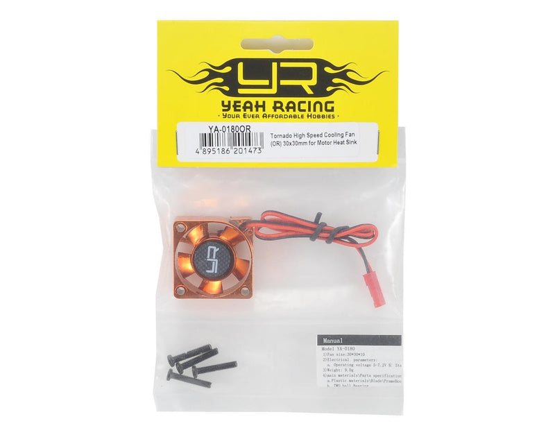 YA-0180OR Yeah Racing 30x30x10mm Tornado High Speed Fan (Orange)