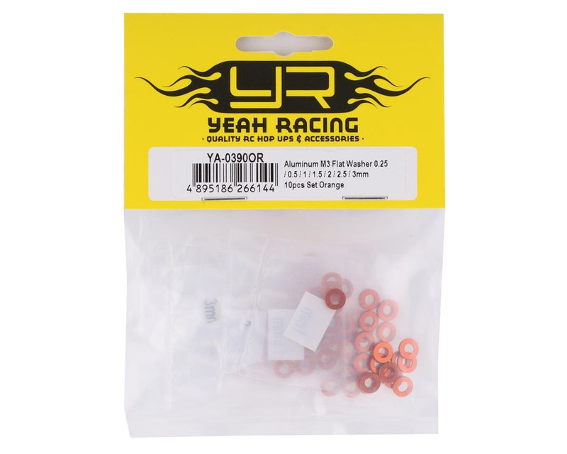 YA-0390OR Yeah Racing 3x0.25/0.5/1.5/2/2.5/3mm Flat Washer Set (Orange) (70)