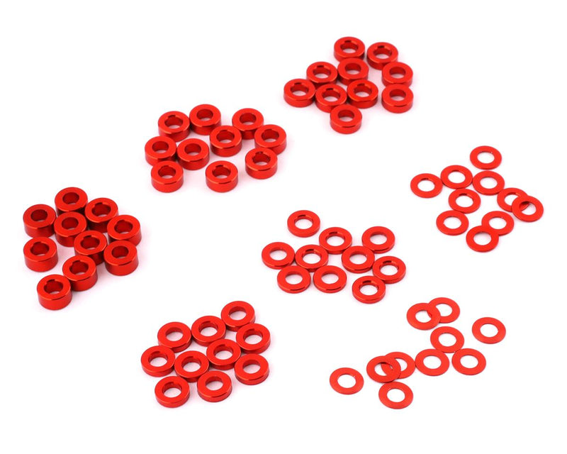 YA-0390RD Yeah Racing 3x0.25/0.5/1.5/2/2.5/3mm Flat Washer Set (Red) (70)