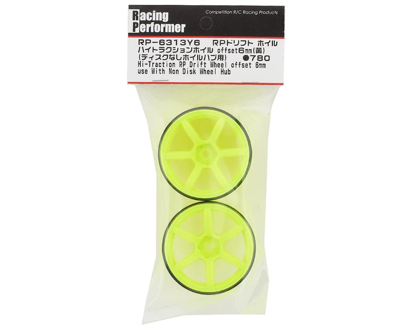 RP-6313Y6A Yokomo 12mm Hex Racing Performer High Traction RWD Drift Wheels (Yellow) (2) (6mm Offset)