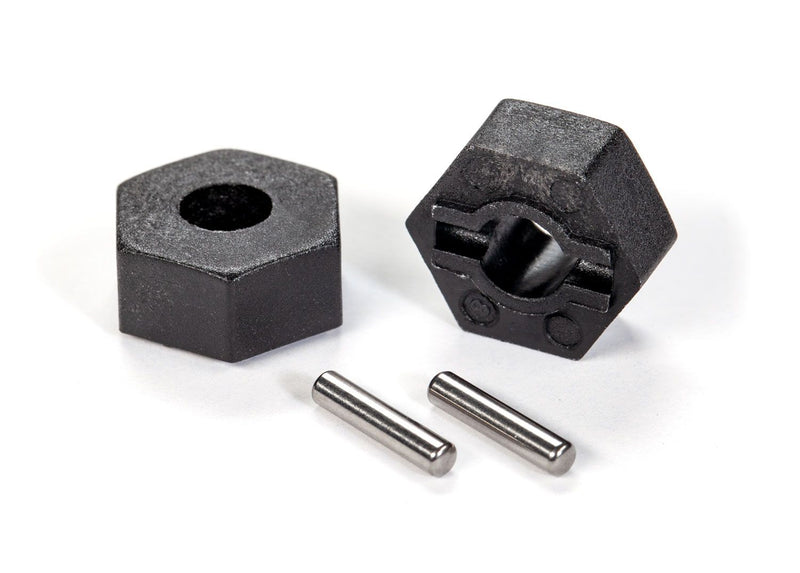 1654 - Traxxas Wheel hubs, hex (2)/ stub axle pins (2)