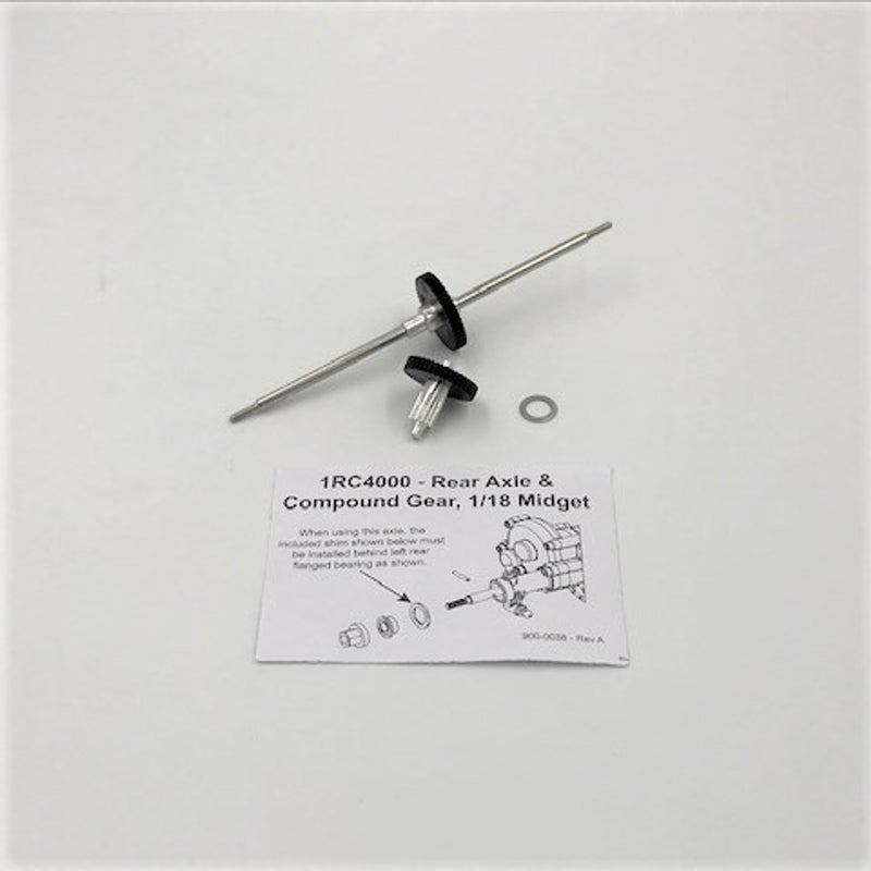 1RC4000 Rear Axle & Compound Gear, 1/18 Midget