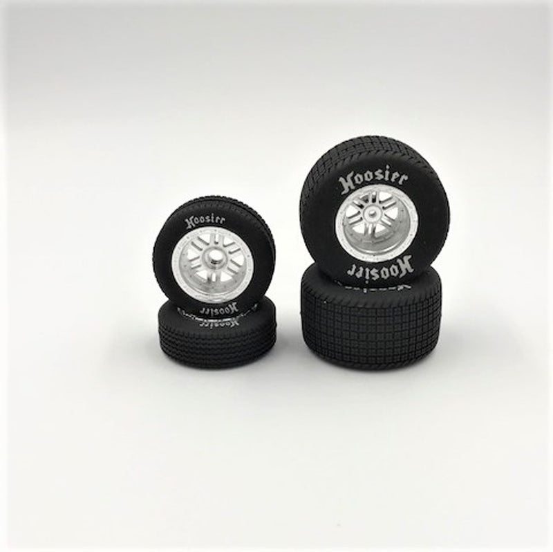 1RC5522 FR/RR Tires & Wheels, Silver Chrome,1/18 sprint