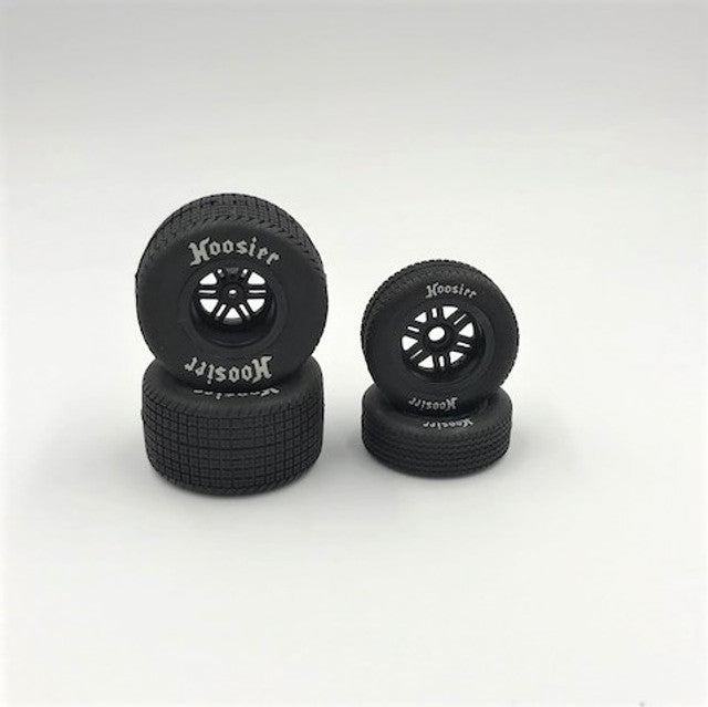 1RC5523 FR/RR Tires & Wheels, Black, 1/18 Sprint