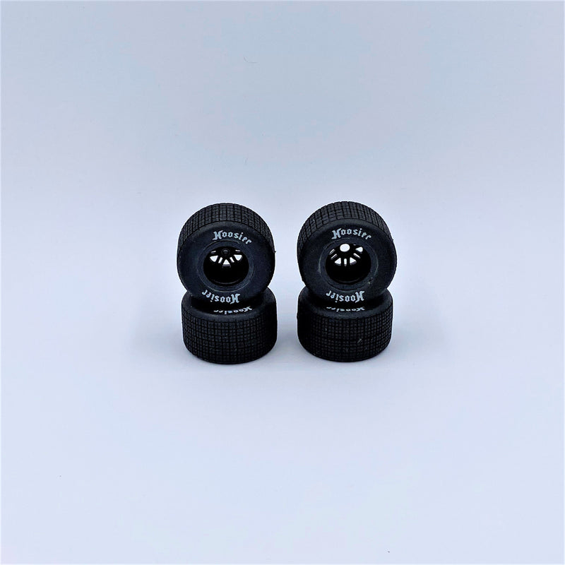 1RC5539 1RC FR/RR Tires & Black Wheels, 1/18 LM (4)