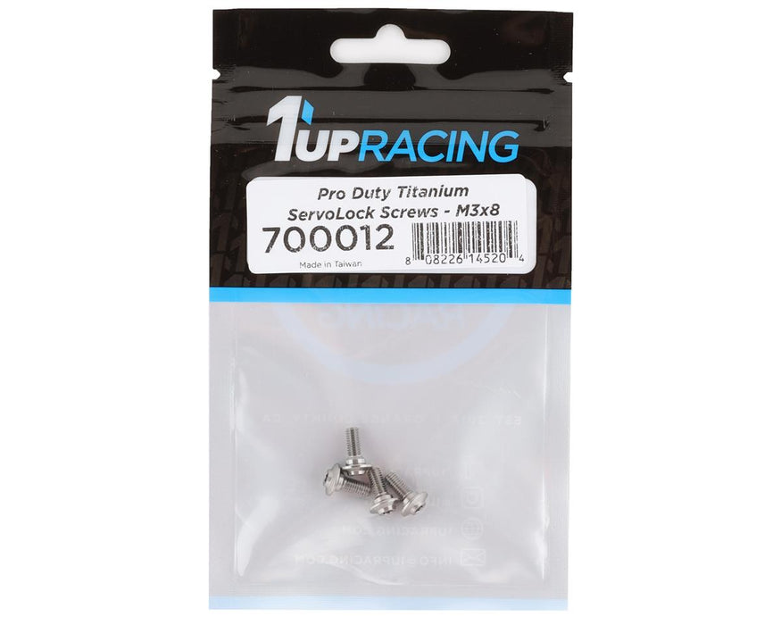 700012 - 1UP Racing Pro Duty Titanium ServoLock Screws (3x8mm)