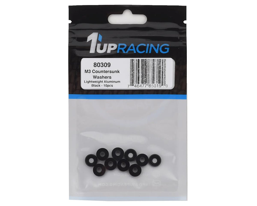 80309 - 1UP Racing 3mm Countersunk Washers (Black) (10)