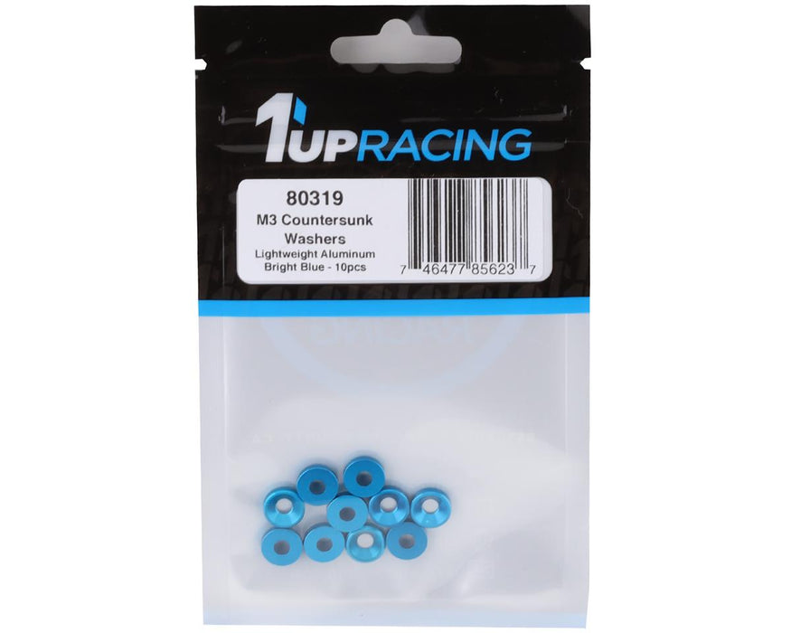 80319 - 1UP Racing 3mm Countersunk Washers (Blue) (10)