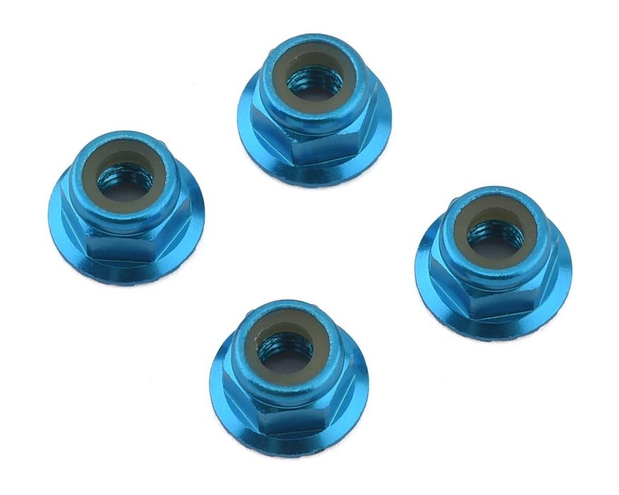 80512 - 1UP Racing 4mm Serrated Aluminum Locknuts (Blue) (4)