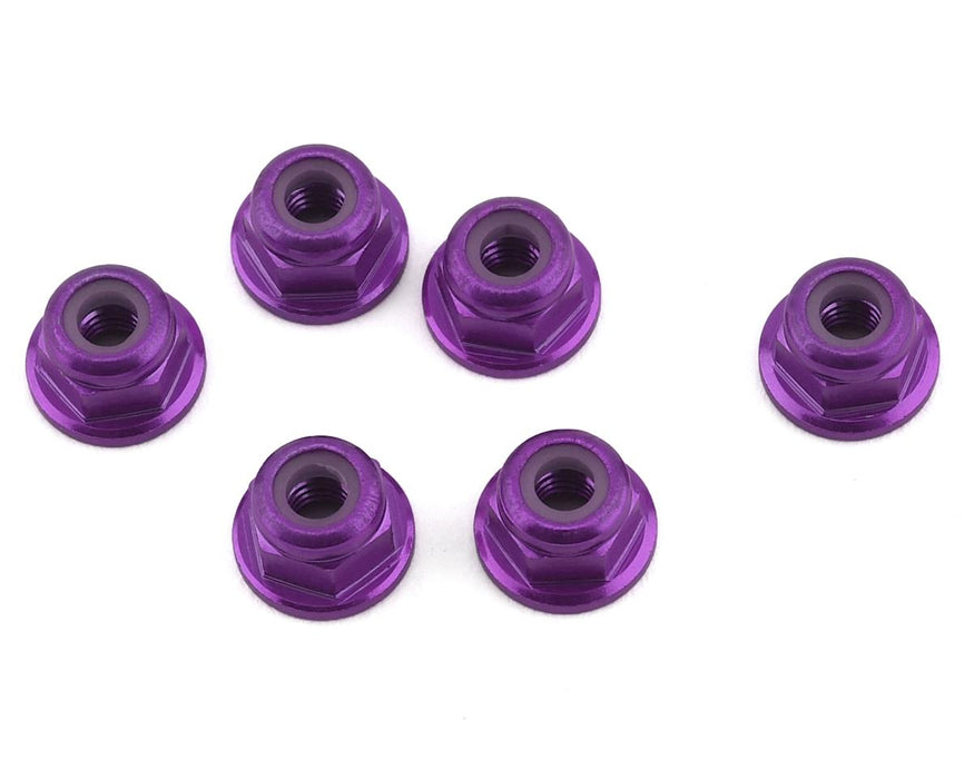80524 - 1UP Racing 3mm Aluminum Flanged Locknuts (Purple) (6)