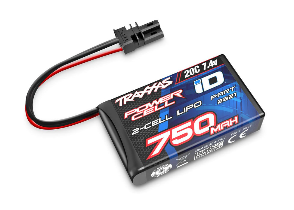 2821 - Traxxas 750mAh 7.4V 2-Cell 20C LiPo Battery, TRX-4M