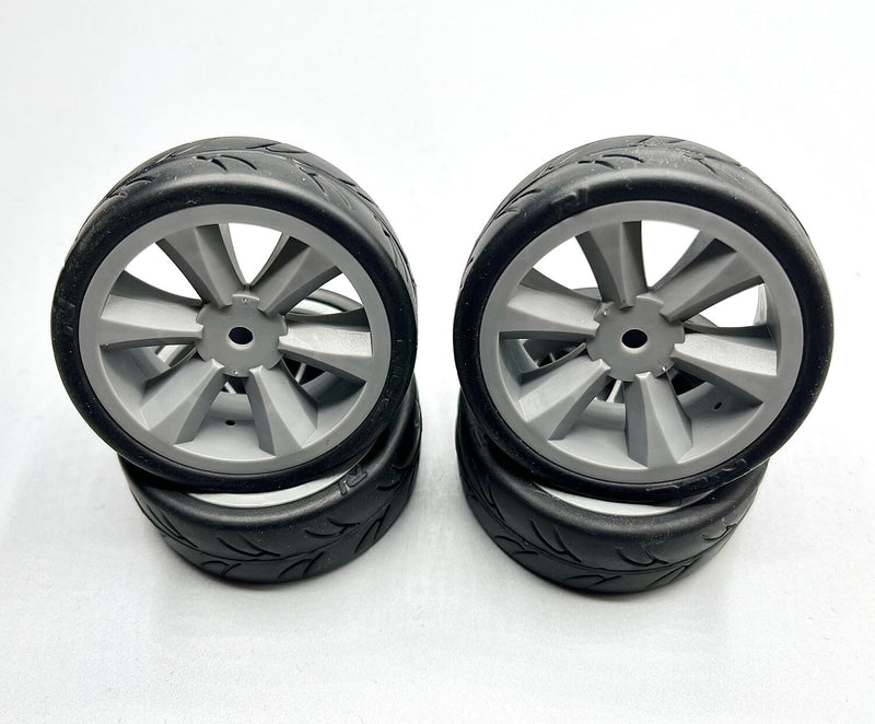 GRC123: Belted USGT Tires Pre Glued on Grey Wheels (4)