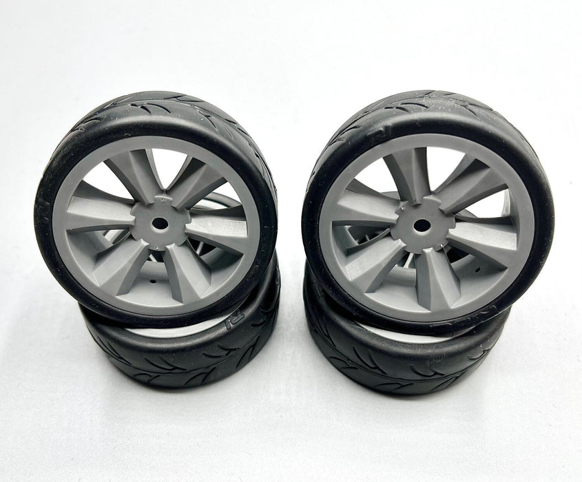 GRC123: Belted USGT Tires Pre Glued on Grey Wheels (4)