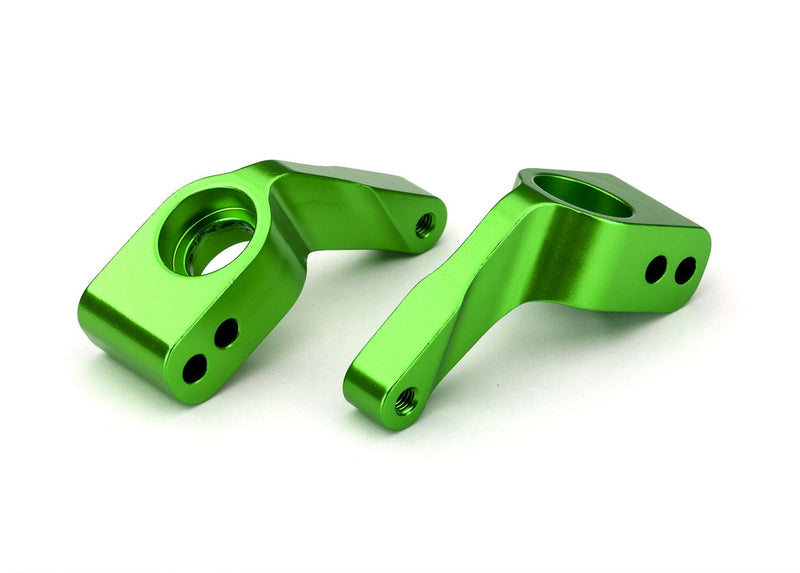 3652G - Traxxas Stub axle carriers, Rustler®/Stampede®/Bandit (2), 6061-T6 aluminum (green-anodized)/ 5x11mm ball bearings (4)