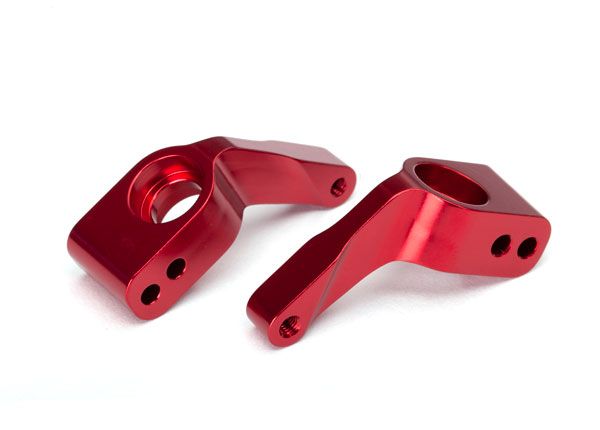 3652X - Traxxas Stub axle carriers, Rustler/Stampede/Bandit (2), 6061-T6 aluminum (red-anodized)/ 5x11mm ball bearings (4)