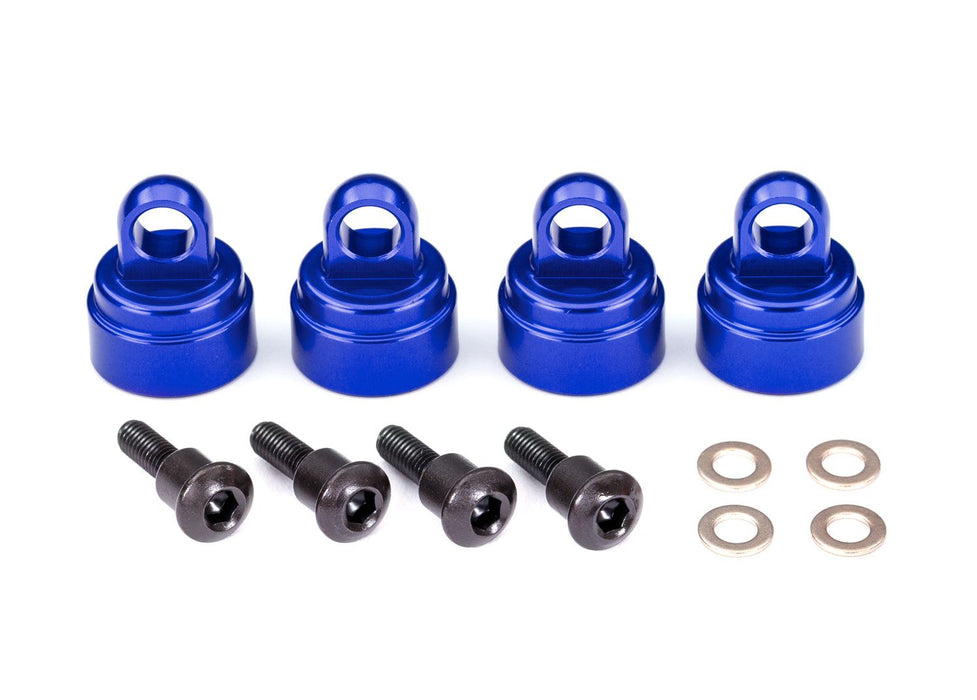 3767A - Traxxas Shock caps, aluminum (blue-anodized) (4) (fits all Ultra Shocks)