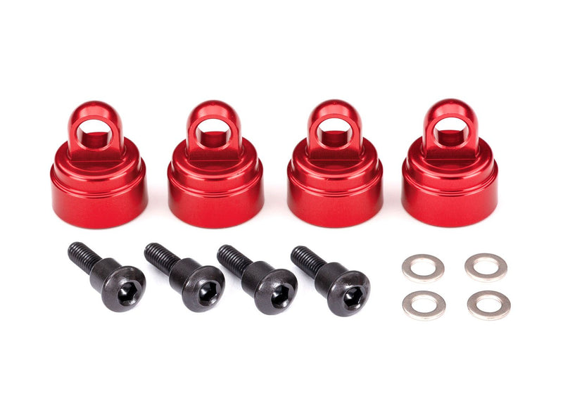 3767X - Shock caps, aluminum (red-anodized) (4) (fits all Ultra Shocks)