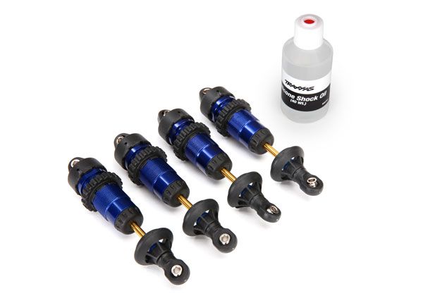 5460A Traxxas - Shocks, GTR aluminum, blue-anodized (fully assembled w/o springs) (4)