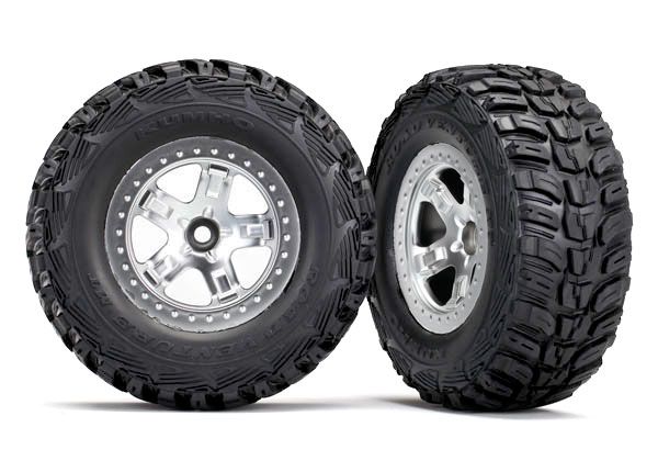 5881X Traxxas Tire & Wheel SCT Satin,Chrome/Kumho Front TI