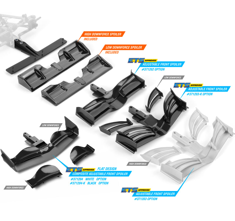 371204-K Xray X1 Adjustable Front Wing Black Flat Design
