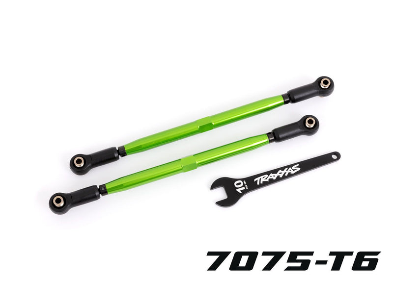 7897G Traxxas Toe links, front (TUBES green-anodized, 7075-T6 aluminum, stronger than titanium) (2)
