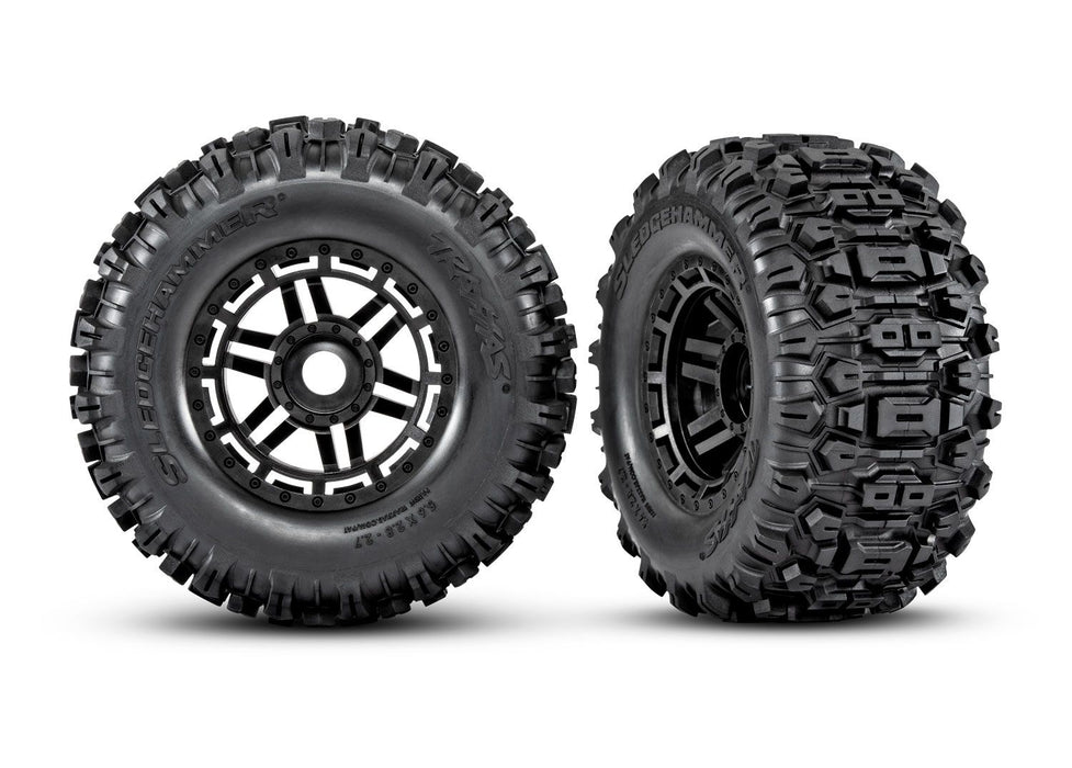 8973 Traxxas Maxx Tires & Wheels BLACK WHL/SLEDGEHAMMER 17MM