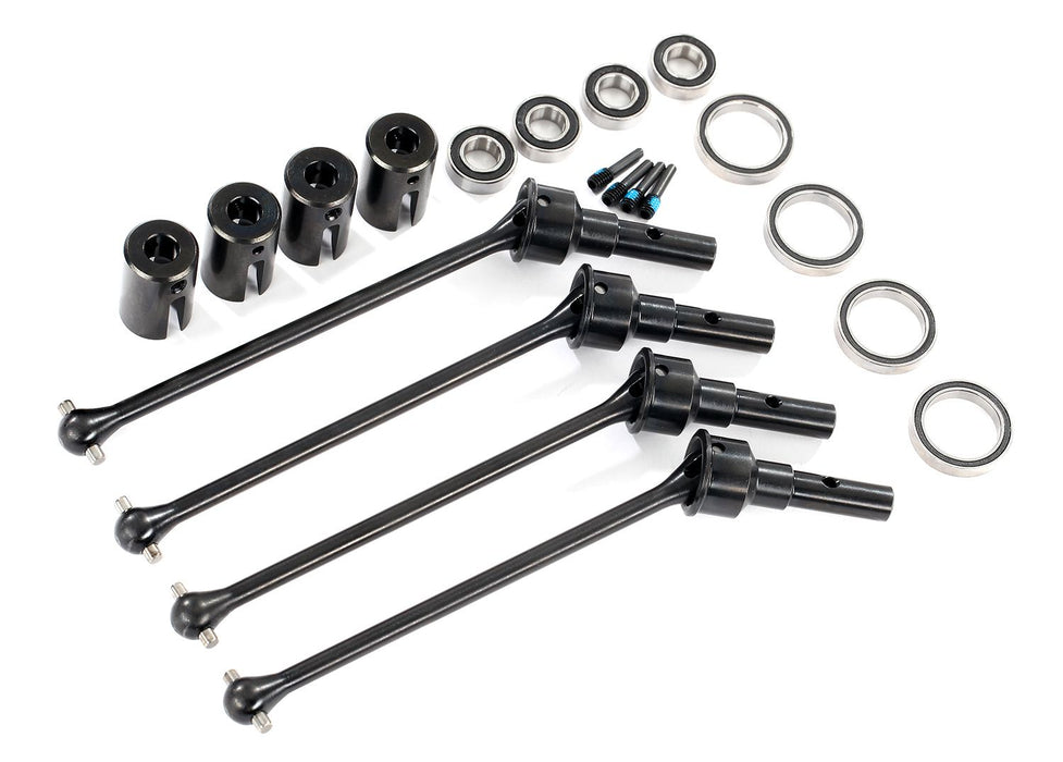 8996X - Traxxas Driveshafts, steel constant-velocity (assembled), front or rear (4) (for use with #8995 WideMaxx™ suspension kit) (requires #8654 series 17mm splined wheel hubs and #7758 series 17mm nuts for a complete set)